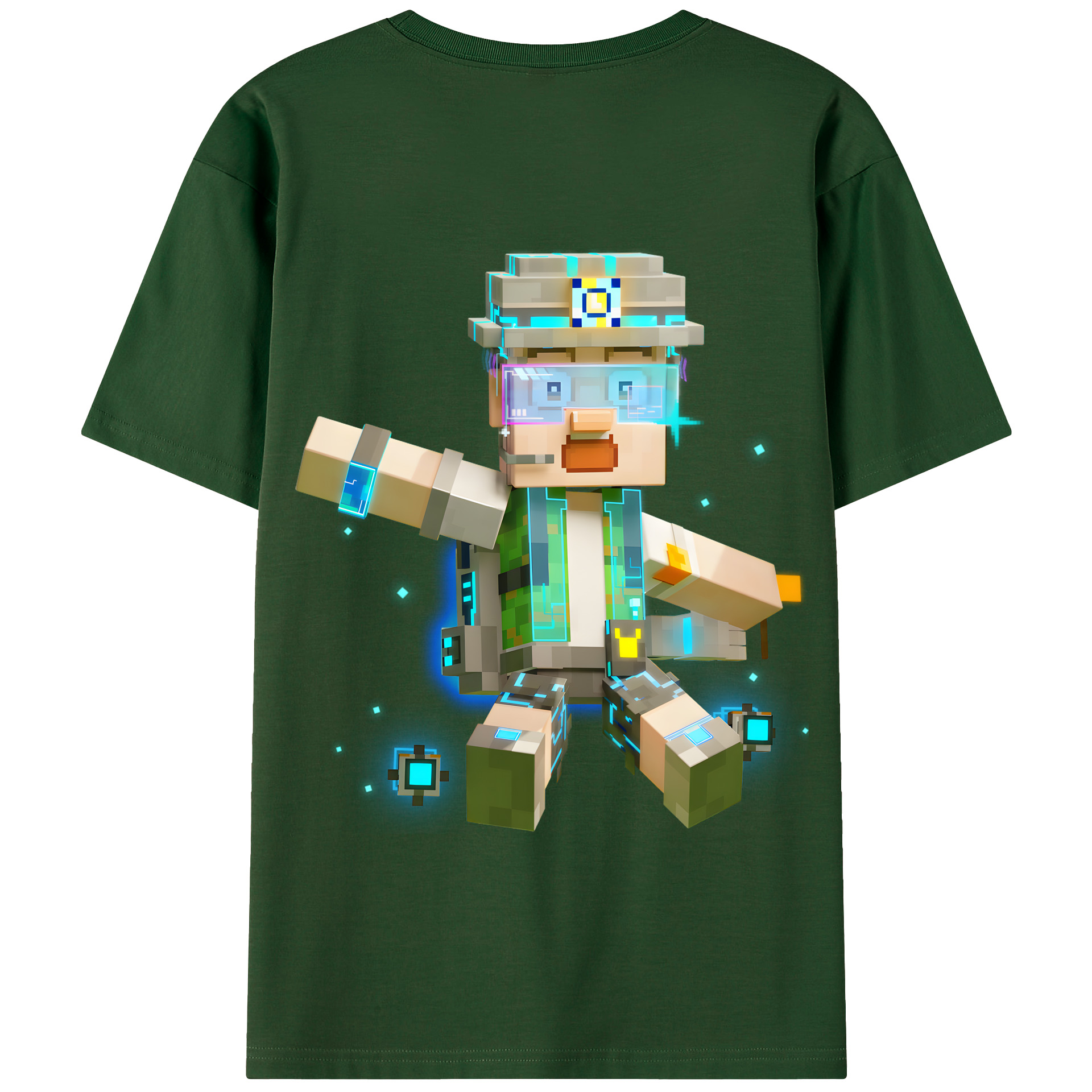 （画像用） マインクラフト ブロックの世界 Minecraft MC Block world 綿100％半袖Tシャツ（背面プリント）